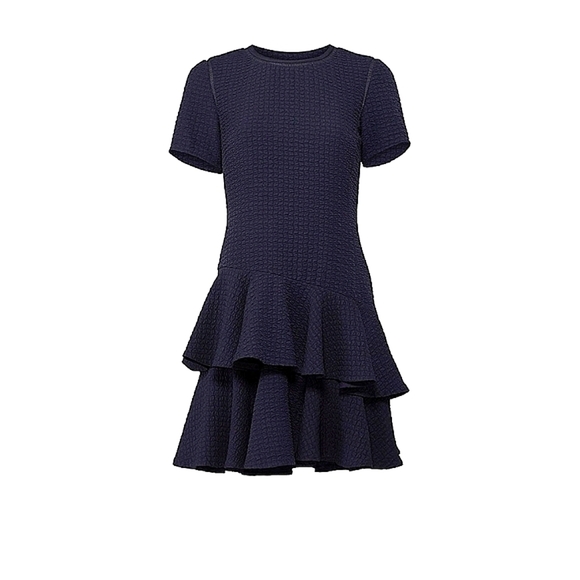 Rebecca Taylor Women's Navy Blue Textured Ruffle Shift Dress -Size 6 - Picture 1 of 11
